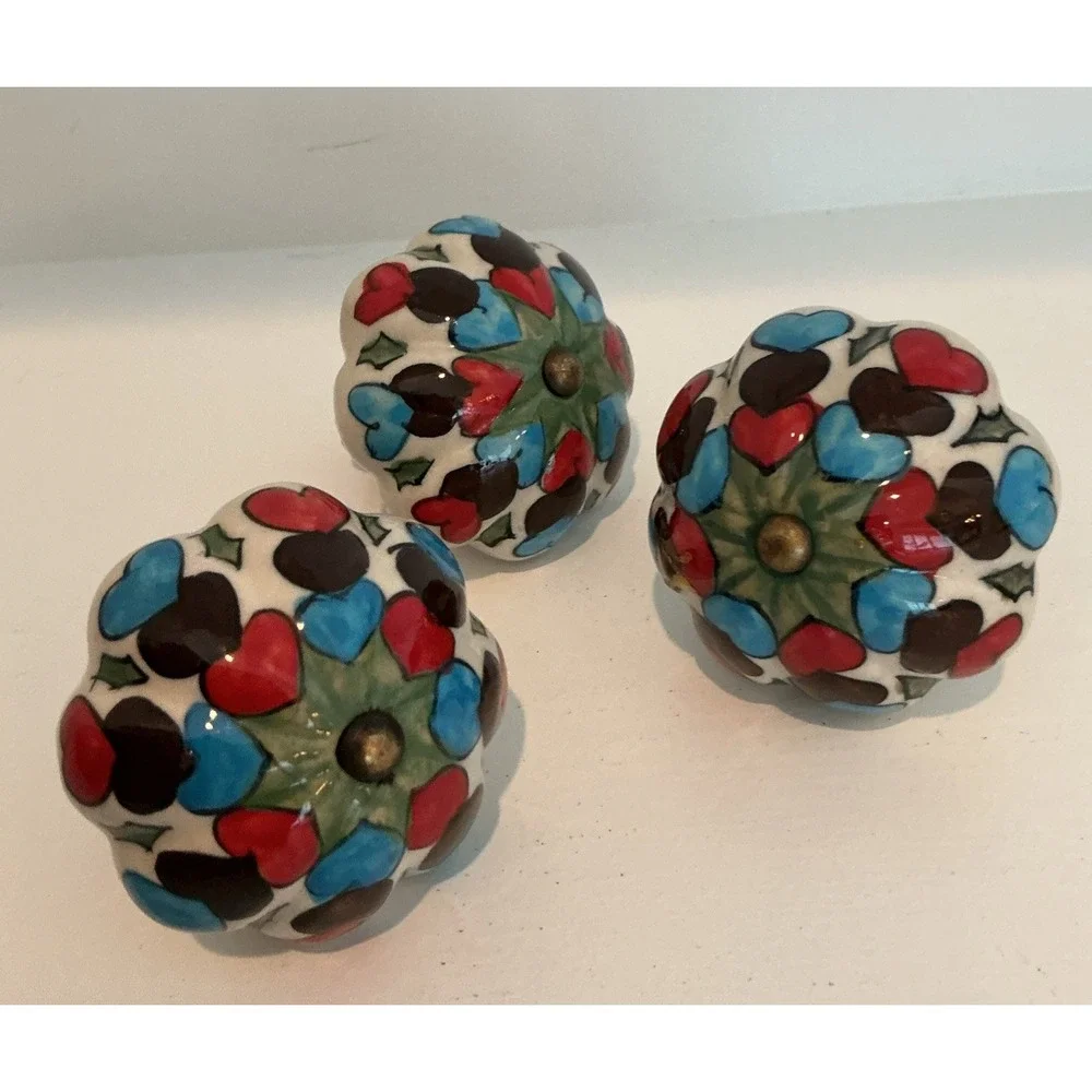 Ceramic Glazed Hearts Cork Wine Bottle Stopper Lot of 3